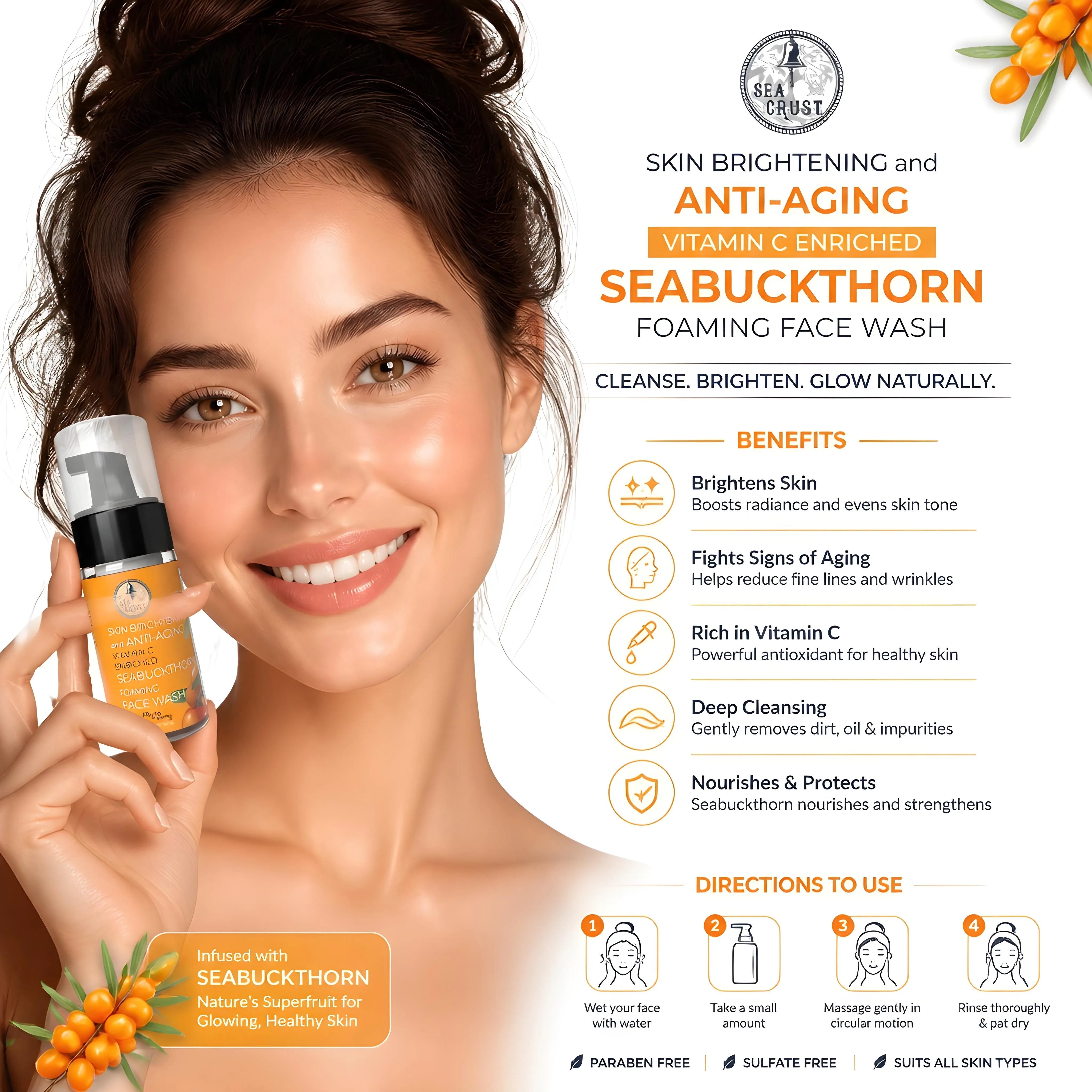 Sea Buckthorn with Vitamin C Foaming Face Wash (100 ml)